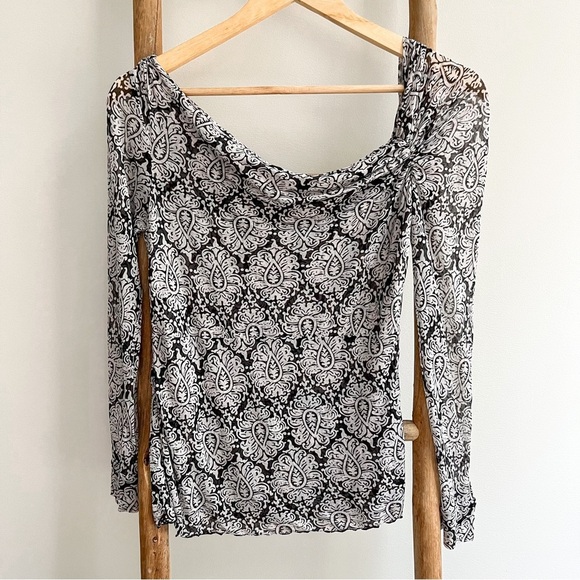 Diane Von Furstenberg Tops - [dvf] silk asymmetrical medallion long sleeve top